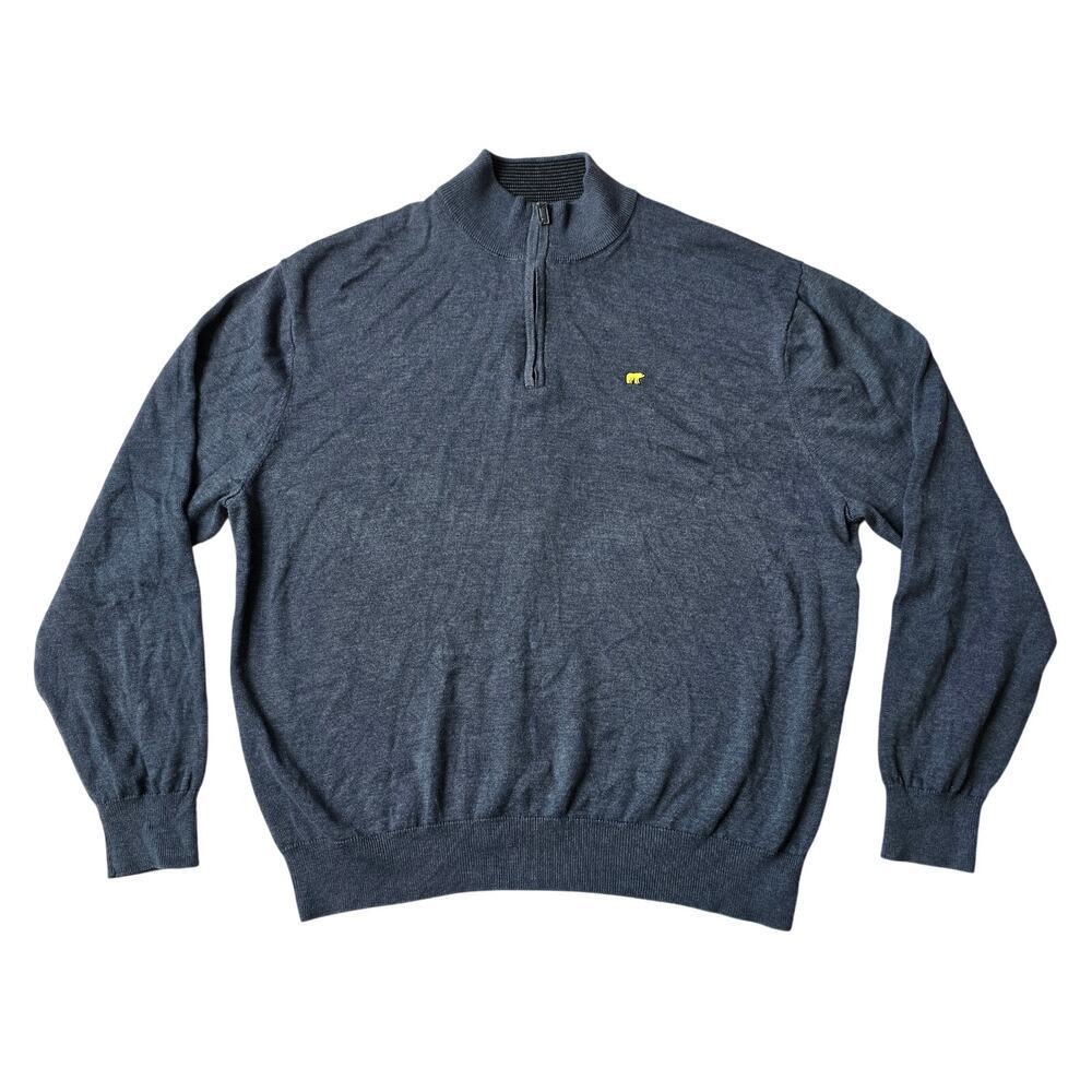 Jack Nicklaus 1/4 Pullover Blue Folden Bear Long Sleeve‎ Sweater Men's XLARGE XL